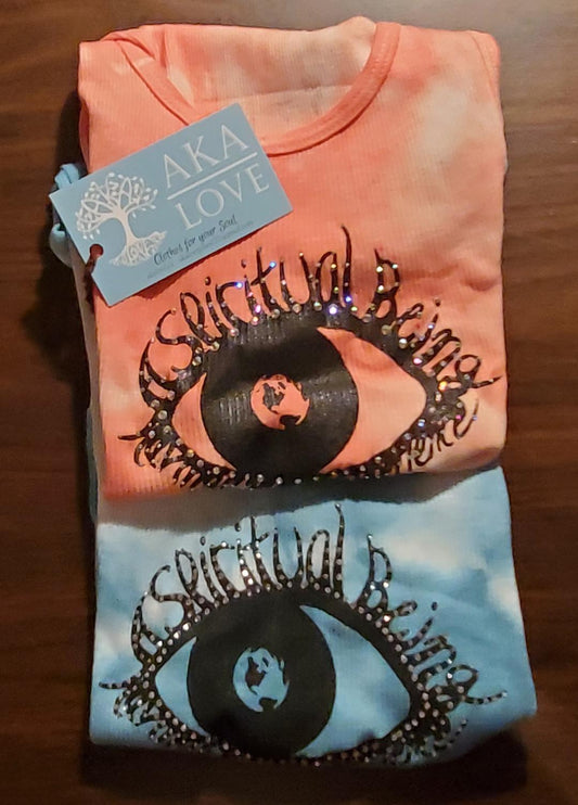 Spiritual Eye gem stone tie dye crop top tanks